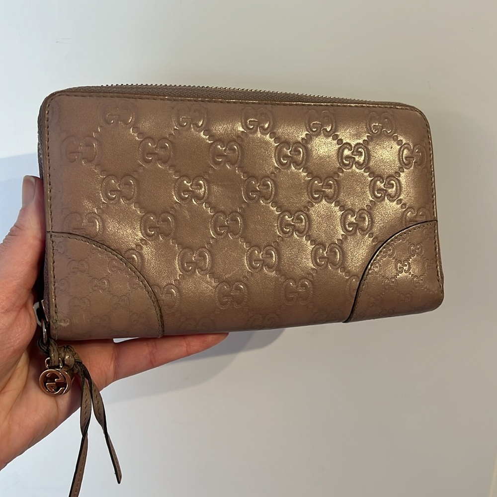 Authentic Gucci Guccissima Large Blush Pink Nude Zip Around Continental Wallet - Picture 14 of 17